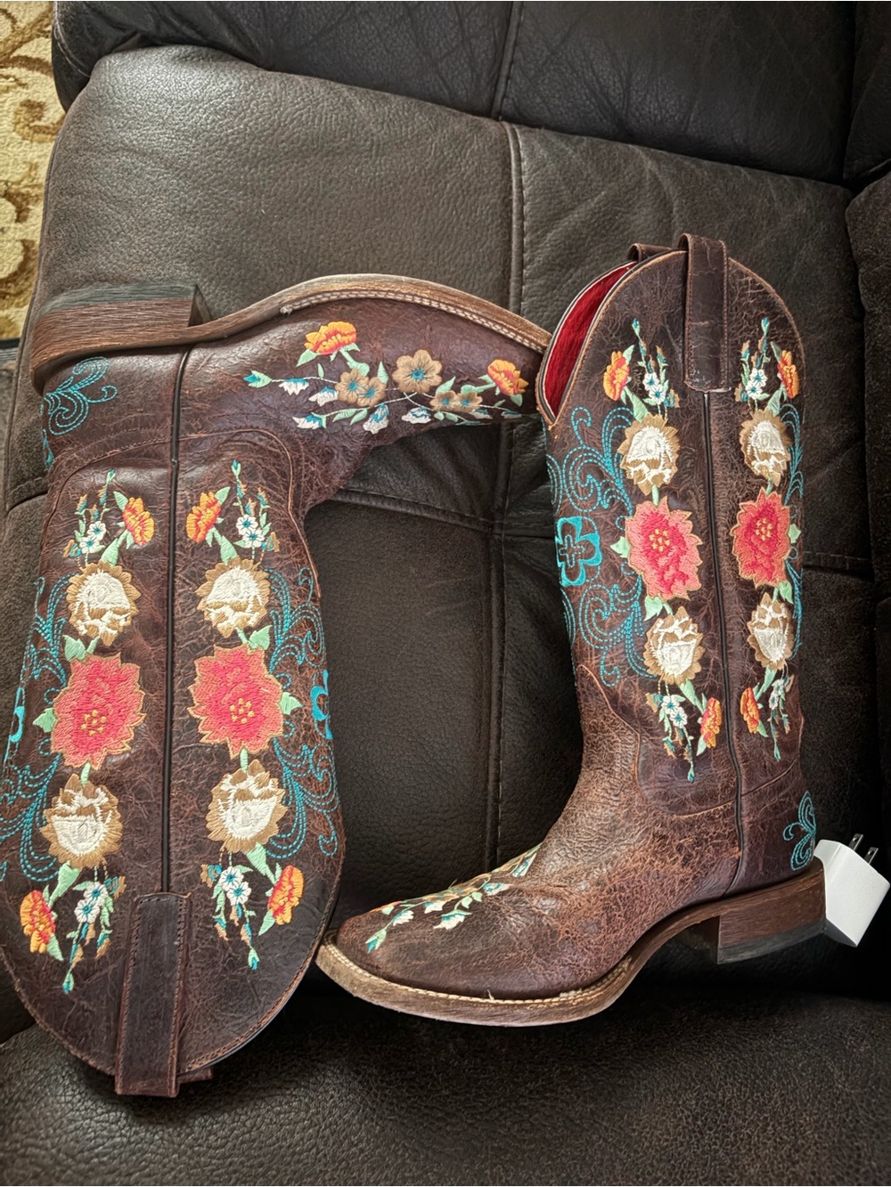 Macie Bean Women's Red Leather Boot Interior